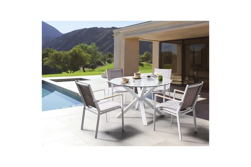 Runt bord Maletto - Vit, genomskinlig - Products - Utemöbler & utemiljö - Utebord & trädgårdsbord - Matbord utomhus