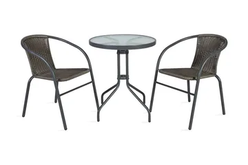 Balkong set BISTRO Utebord och 2 Utestolar D60xH70 grå - Products - Utemöbler & utemiljö - Utegrupp - Cafegrupp & cafeset