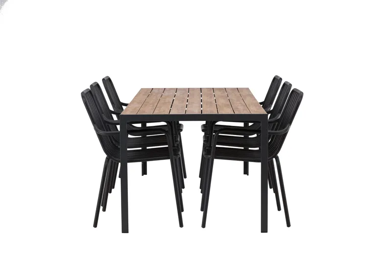 Break Matgrupp Utomhus 205 cm + 6 st Peking Karmstolar - Svart/Brun - Products - Utemöbler & utemiljö - Utegrupp - Matgrupp utomhus