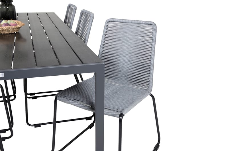 Break Matgrupp Utomhus 205cm + 6 Lindos Matstolar Utomhus Svart/Grå - Venture Home - Products - Utemöbler & utemiljö - Utegrupp - Matgrupp utomhus