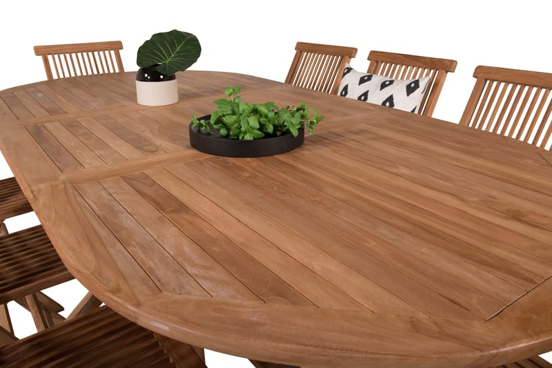 Kenya Matgrupp 180-240x120 cm + 8 Kenya Hopfällbar Stol - Brun - Products - Utemöbler & utemiljö - Utegrupp - Matgrupp utomhus