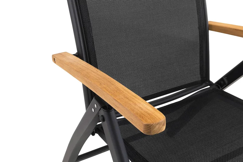 Las Vegas Matgrupp Utomhus 152-210 + 4 Positionsstol Lyx - Svart/Teak - Products - Utemöbler & utemiljö - Utegrupp - Matgrupp utomhus