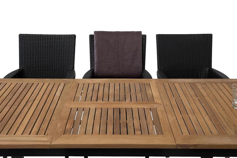 Las Vegas Matgrupp Utomhus 152-210 + 6 Thor Fåtölj - Svart/Teak/Svart - Products - Utemöbler & utemiljö - Utegrupp - Matgrupp utomhus