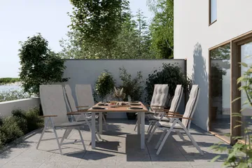 Las Vegas Matgrupp Utomhus 220-280 + 6 Positionsstol Lyx - Teak/Vit - Products - Utemöbler & utemiljö - Utegrupp - Matgrupp utomhus