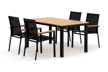 Las Vegas utomhus matgrupp förlängningsbart 152-210x90 cm med 4 Las Vegas stapelstolar - Svart - Products - Utemöbler & utemiljö - Utegrupp - Matgrupp utomhus
