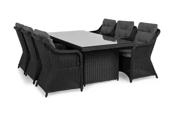 Marcus Matgrupp 200 + 6 Fåtöljer m Dyna - Svart - Products - Utemöbler & utemiljö - Utegrupp - Matgrupp utomhus