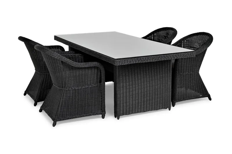 Marcus Matgrupp Utomhus 200 + 4 Light Fåtöljer m Dyna - Svart - Products - Utemöbler & utemiljö - Utegrupp - Matgrupp utomhus