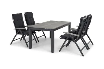 Monaco Matgrupp Utomhus 152-210 + 4 Positionsstol Lyx - Svart/Svart - Products - Utemöbler & utemiljö - Utegrupp - Matgrupp utomhus