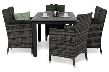 Monaco Matgrupp Utomhus 152-210 + 6 Thor Fåtölj - Svart/Grå - Products - Utemöbler & utemiljö - Utegrupp - Matgrupp utomhus