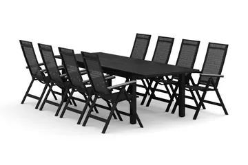 Monaco utomhus matgrupp förlängningsbart 210/310x90 med 8 Monaco Light positionsstolar - Svart/Grå - Products - Utemöbler & utemiljö - Utegrupp - Matgrupp utomhus