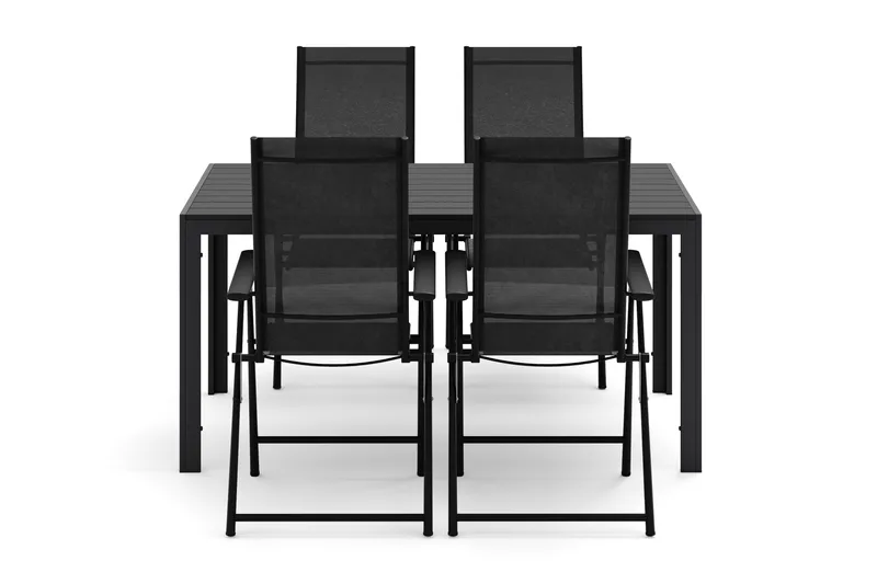 Siri Rektangulärt utebord 150 cm med 4 Sanna utestolar - Svart - Products - Utemöbler & utemiljö - Utegrupp - Matgrupp utomhus