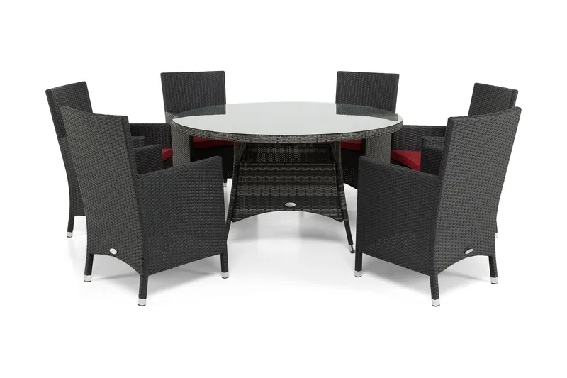 Thor Matgrupp Ø140 + 6 Thor Fåtölj, Grå/Svart