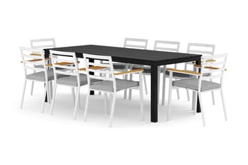 Tunis utomhus matgrupp 205x90 cm med 8 Oliver karmstolar med dyna - Svart/Svart - Products - Utemöbler & utemiljö - Utegrupp - Matgrupp utomhus