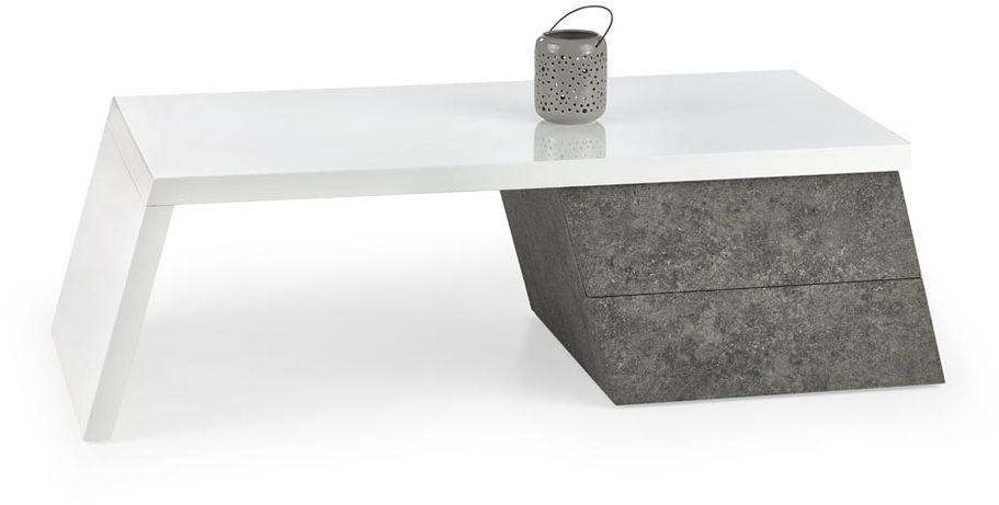 Bisera soffbord - Vit (H�gglans) / betongm�nster