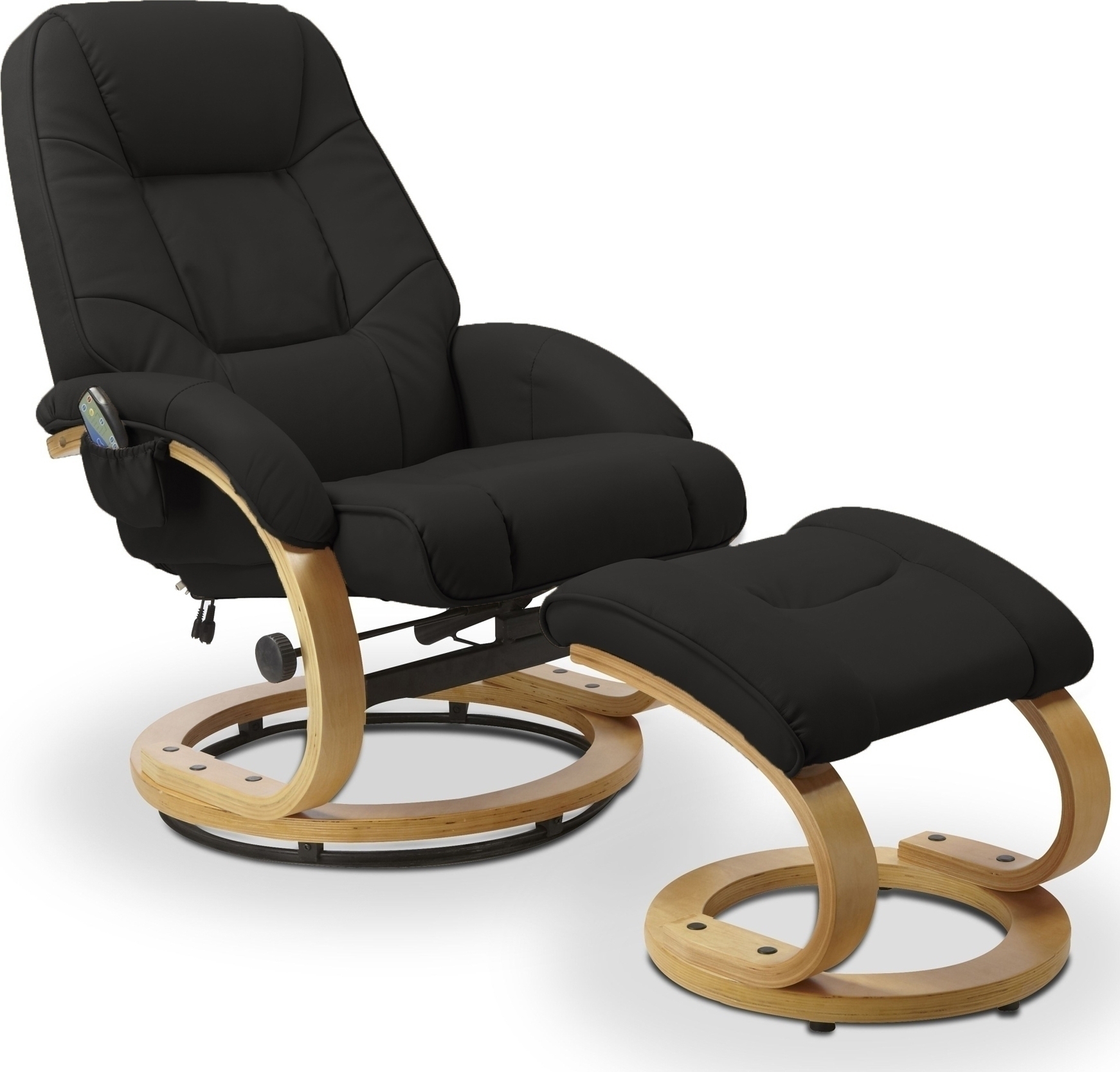 Lanzer massagestoel + voetenbankje - Zwart kunstleer