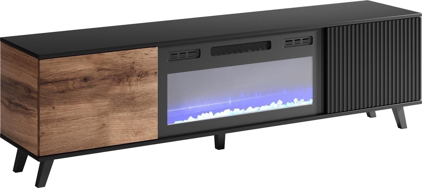Fate TV-bänk 180 cm med eldstad - Wotan ek/svart Fate TV-bänk 180 cm med eldstad - Wotan ek/svart