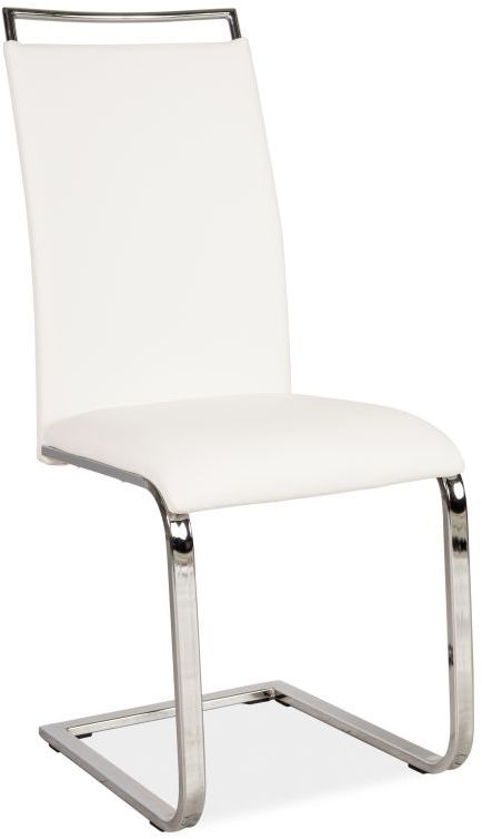 Davis matstol i vitt konstskinn med kromade ben