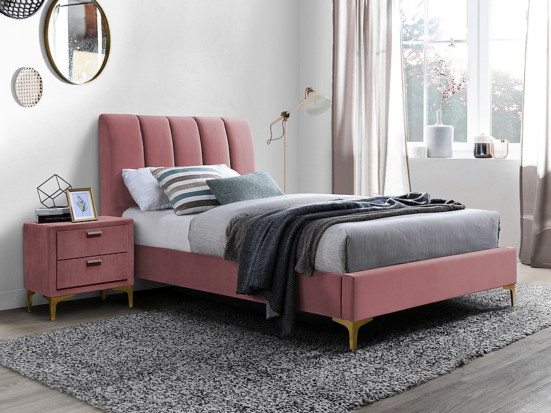 Mirage bedframe van 90x200 cm in roze fluweel