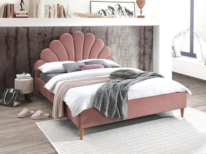 Santana bedframe 160x200 cm - Roze fluweel