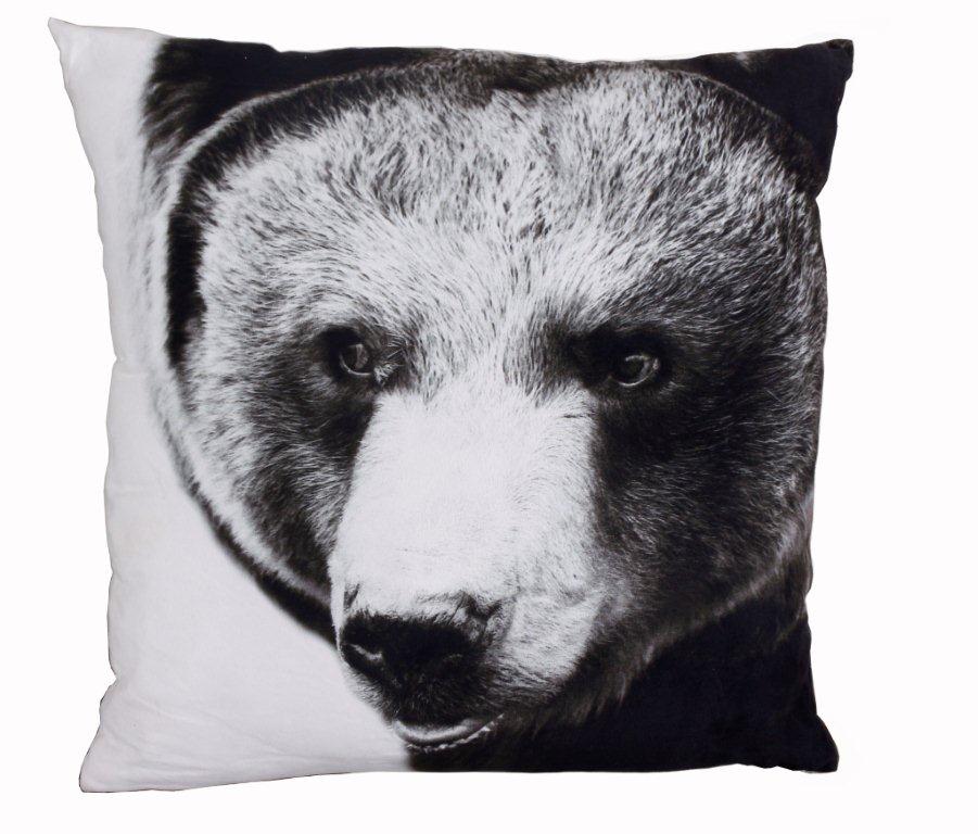 Kudde med bj�rnmotiv - Svart/vit