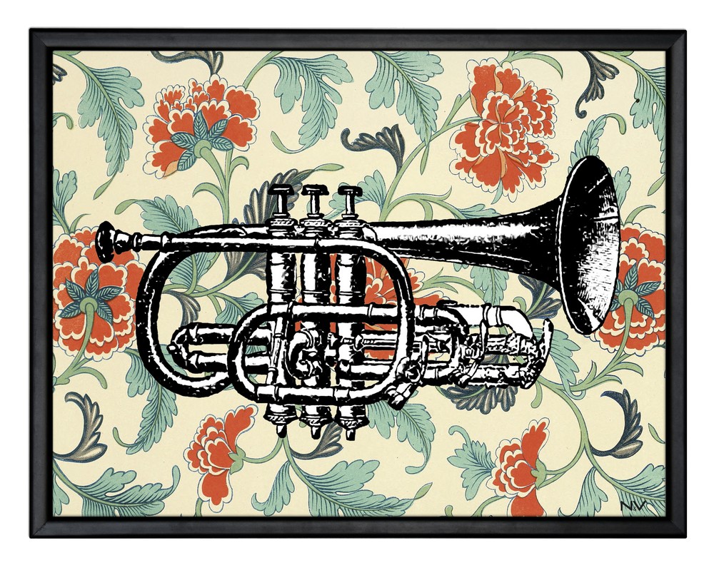 Tavla trumpet - Svart ram