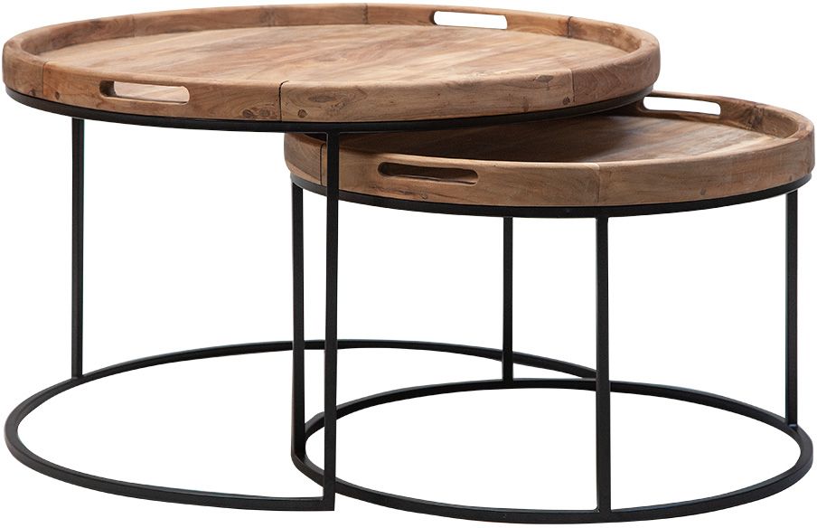 Tessa satsbord �90/70 cm - Tr�/svart