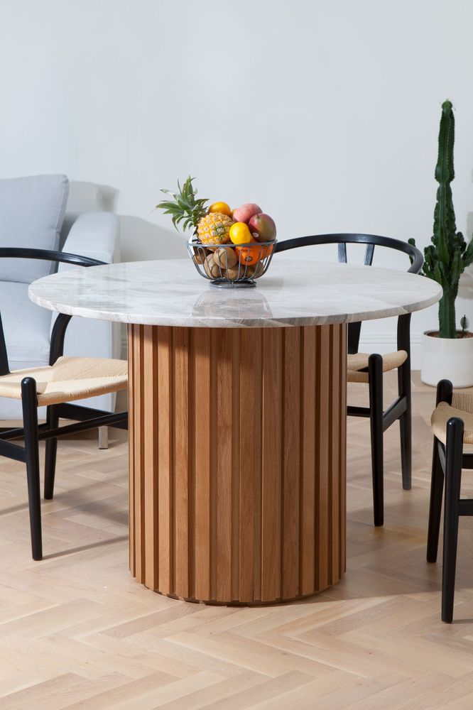 Marmeren eettafel �105 cm met eikenhouten onderstel - Matisse