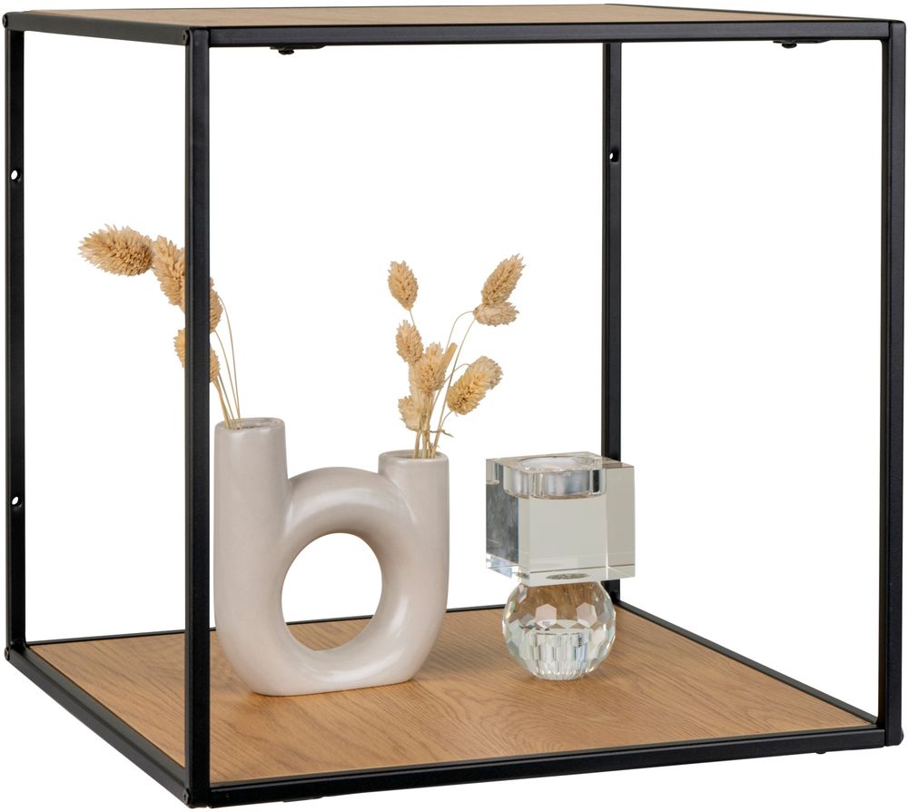 Witte Wandplank - Zwart/eiken imitatie - 36x36x36