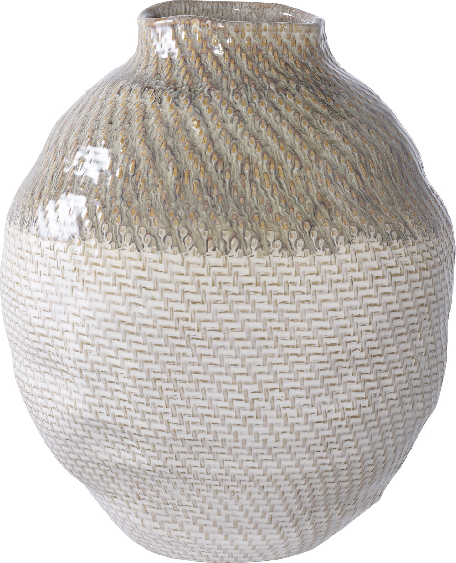 Vas 30,5 cm h�g - Vit/gr�n