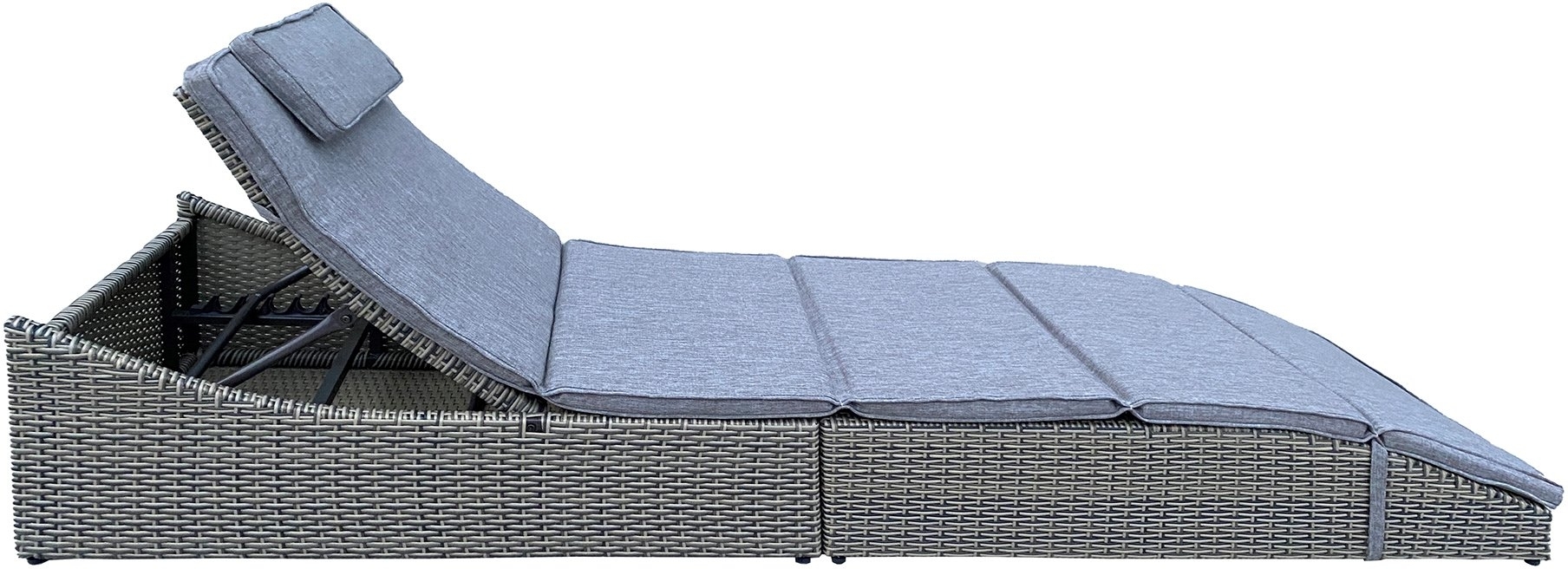 Split verstelbare zonnebank opvouwbaar - Kubus rotan met kussen Split verstelbare zonnebank opvouwbaar - Kubus rotan met kussen