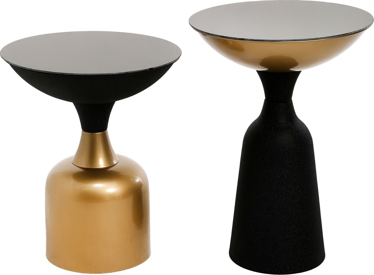 Chalice sidobord set 46/56 cm - Svart/guld