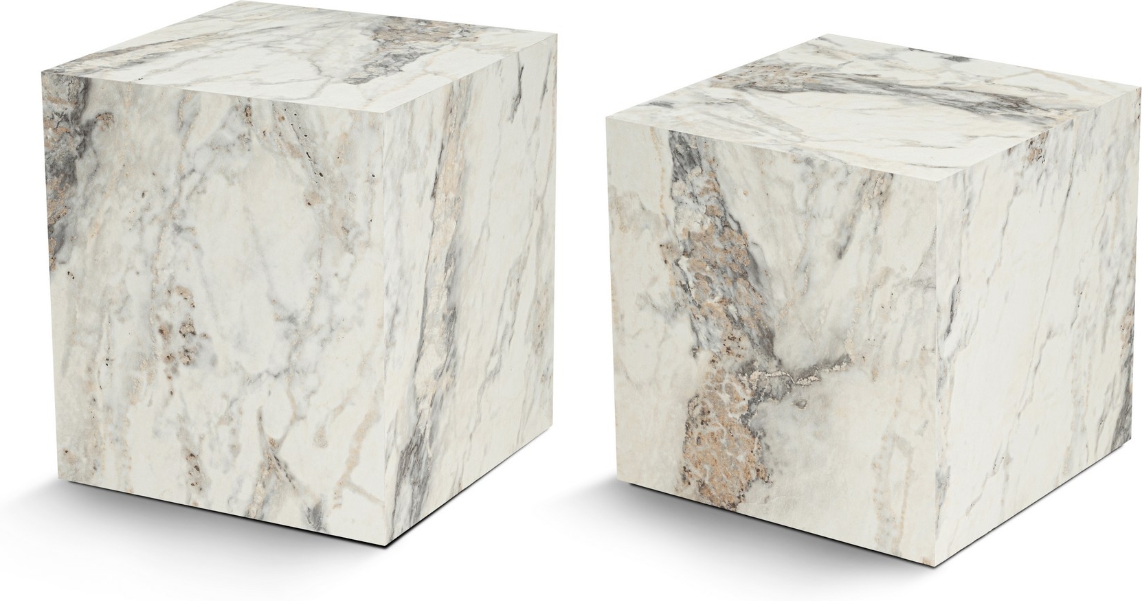 Cubo bijzettafelset - Wit marmer