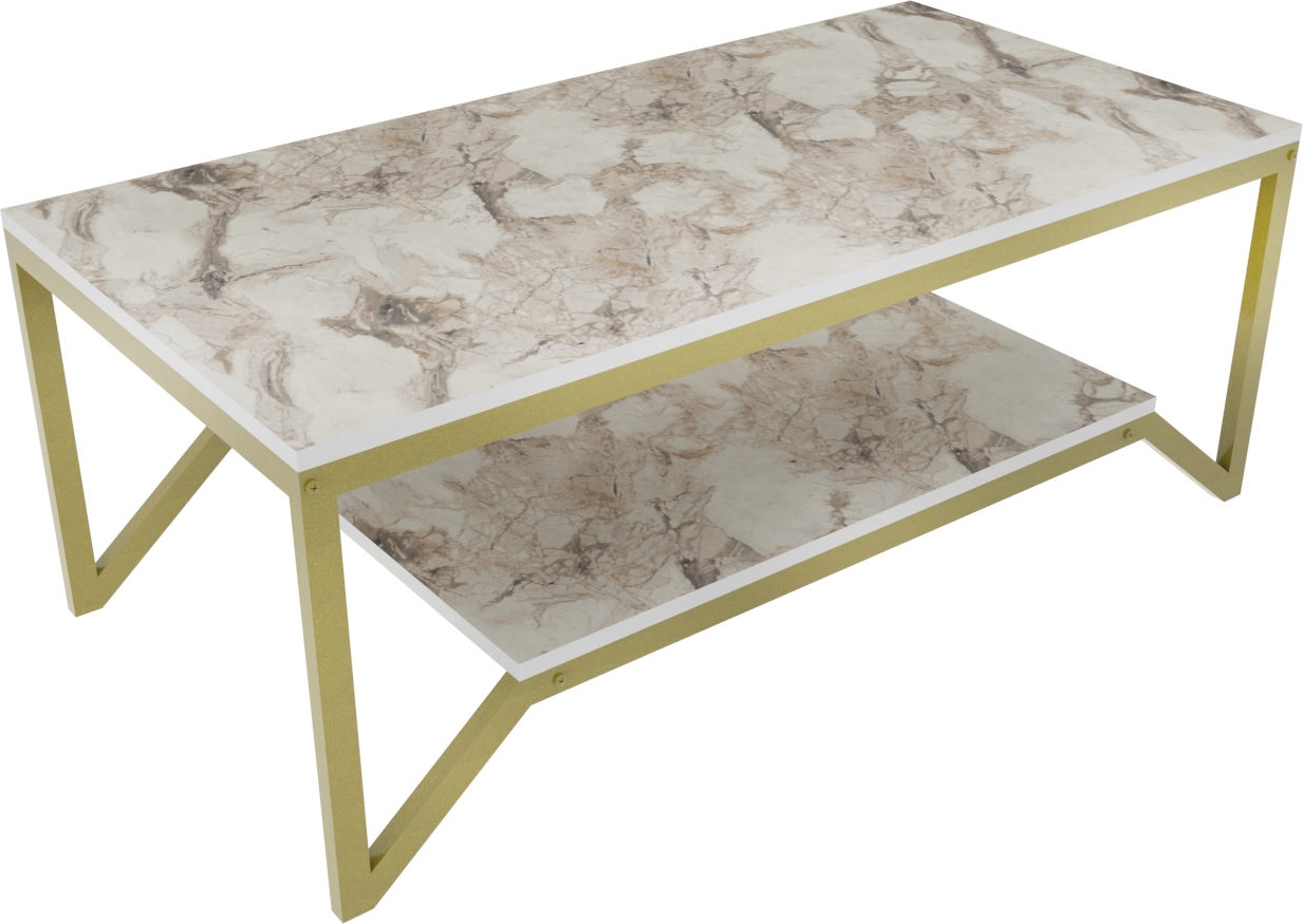 Flora salontafel 120 x 60 cm - Goud/wit