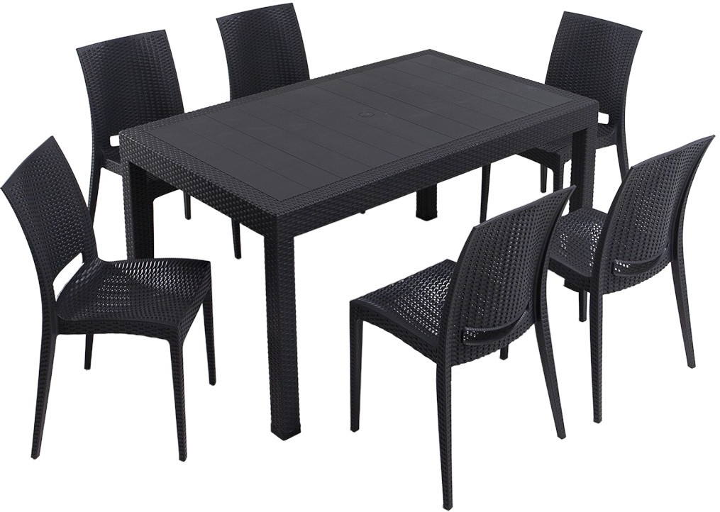 Meco buiteneetgroep met 6 stoelen - Antraciet Meco buiteneetgroep met 6 stoelen - Antraciet