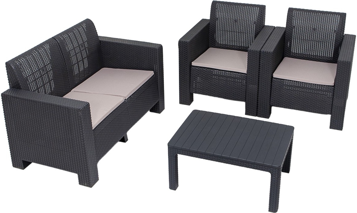 Aksu loungegroep met 2-zitsbank - Antraciet Aksu loungegroep met 2-zitsbank - Antraciet