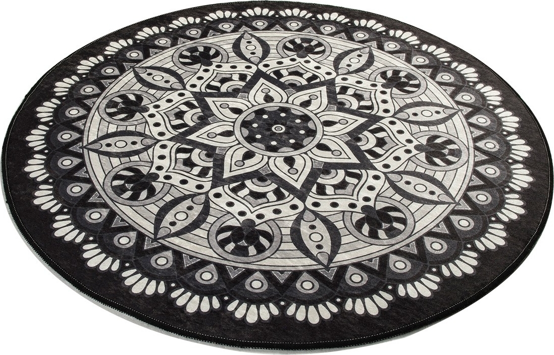 Mandal badrumsmatta �100 cm - Svart/vit
