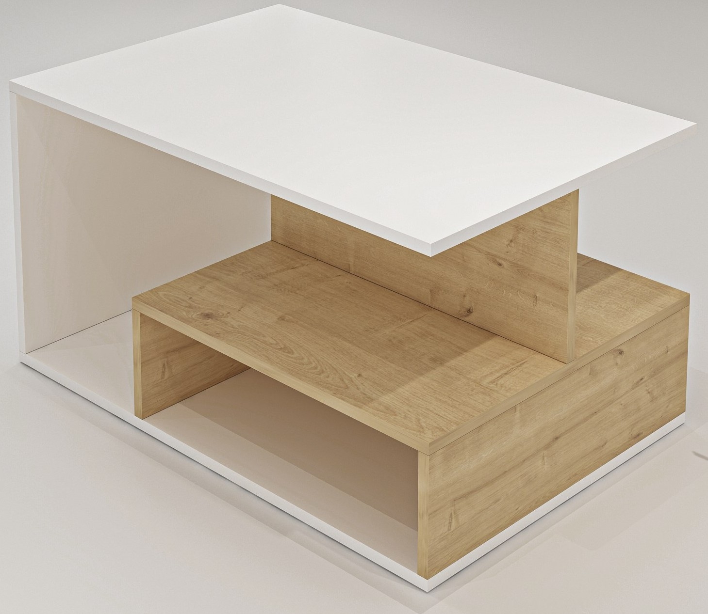 Vera salontafel 90 x 60 cm - Wit/eiken