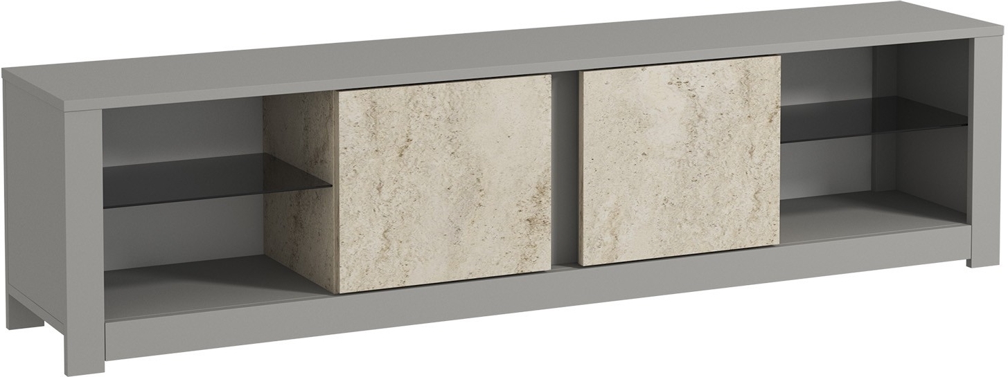 Aydos TV-meubel - Grijs/travertijn