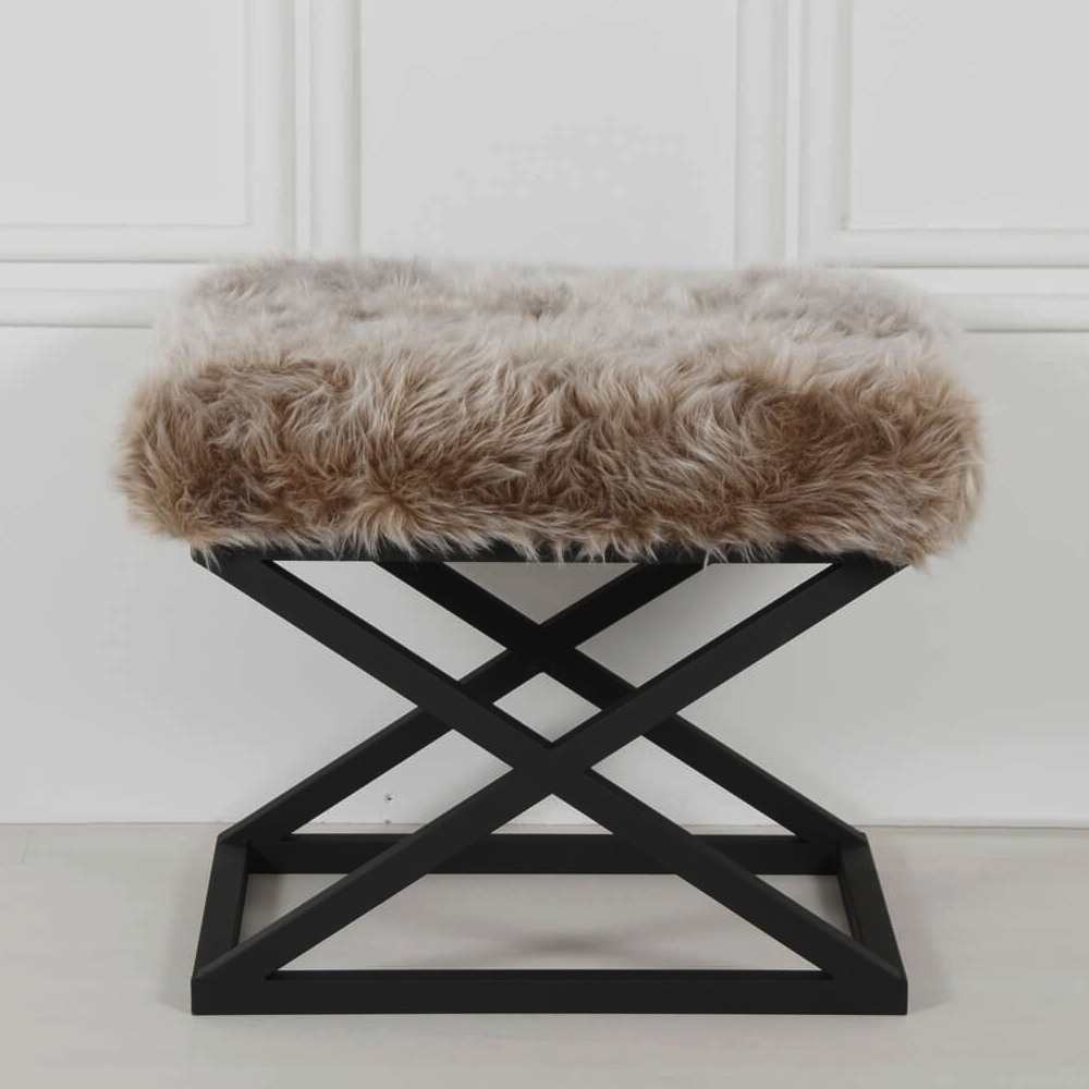 Capraz Plysch sittpuff - Svart/beige