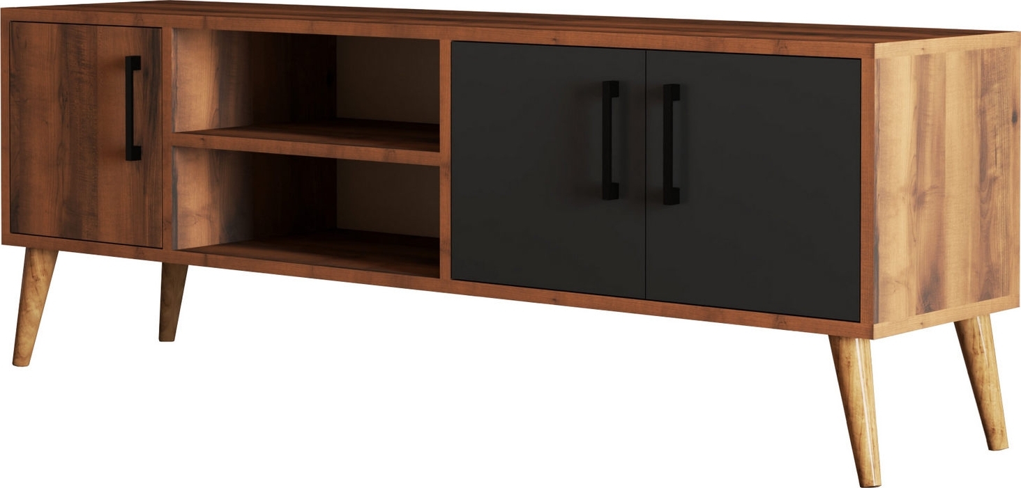 Exxen mediabank 150 cm - Walnoot/ antraciet