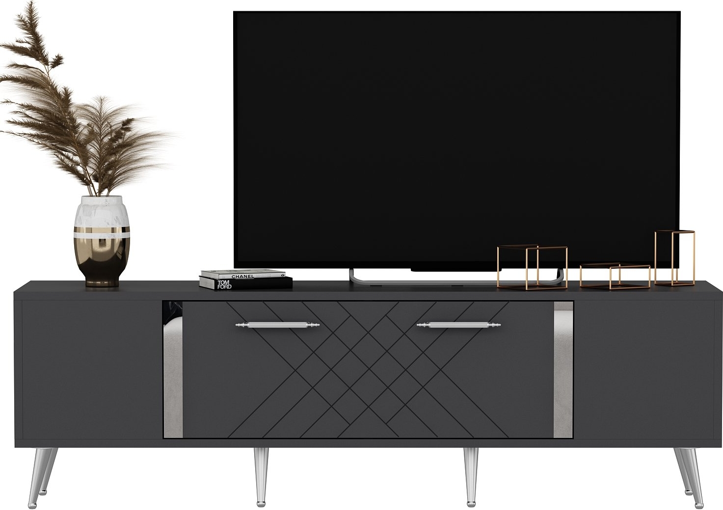 Detas TV-standaard - Antraciet/zilver