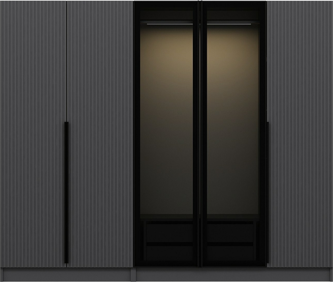 Cikani garderob med glasd�rr, 225x52x210 cm - Antracit/fume