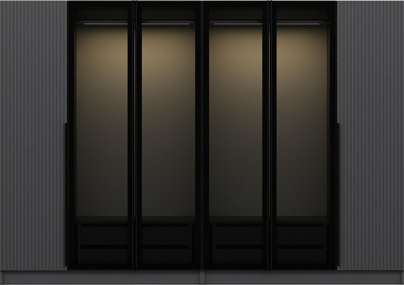 Cikani garderob med spegeld�rrar 225x52x210 cm - Antracit