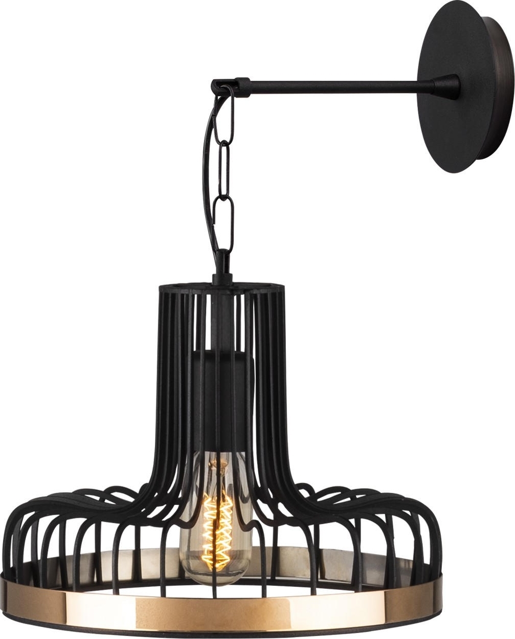 Fellini wandlamp 775 - Zwart/koper