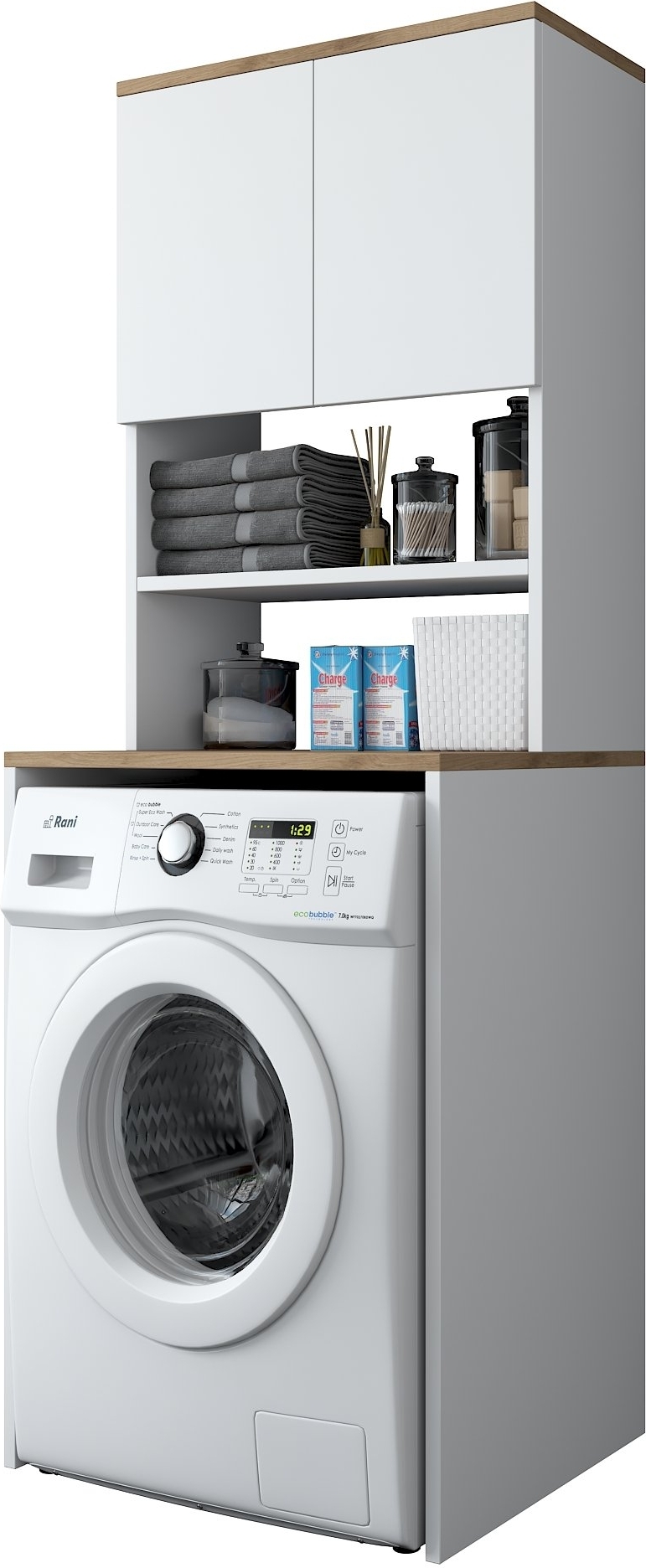 Lang tv�ttmaskinsk�p 1 - Vit/valn�t