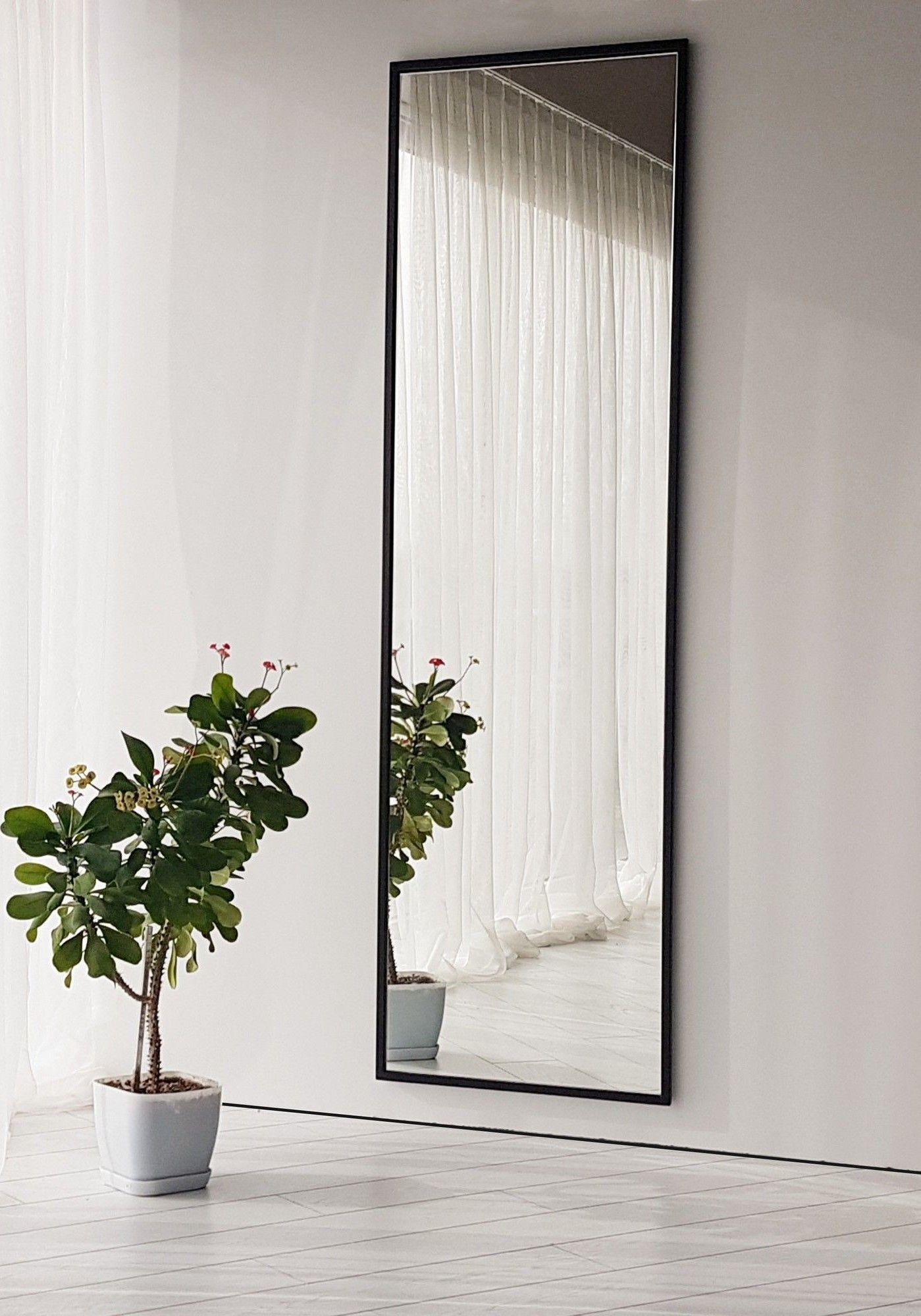 Stoere passpiegel 170 cm - Zwart