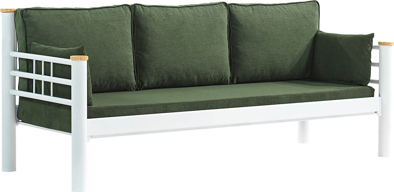 Kappis 3-sits utesoffa - Vit/gr�n + Reng�ring f�r m�bler