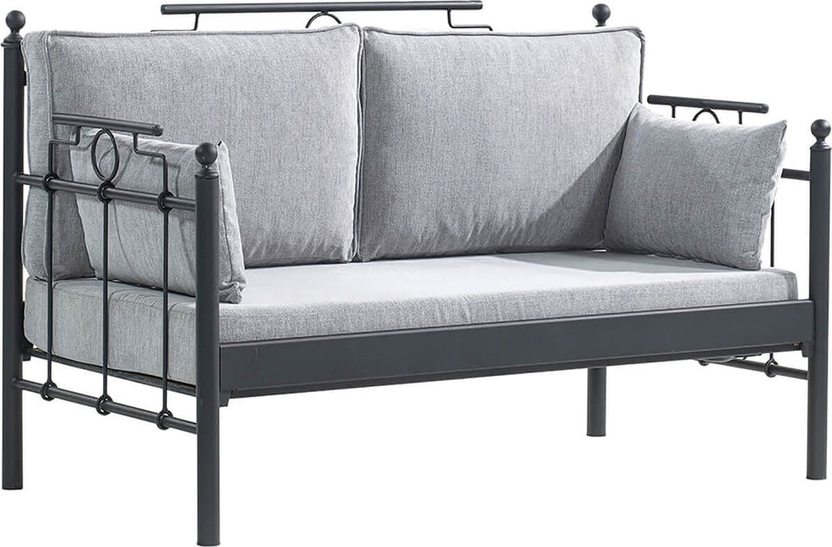 Hampus 2-zits buitenbank - Zwart/fume + Meubelreiniging