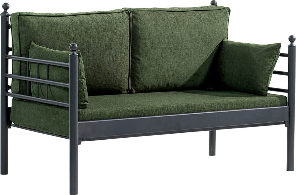 Manyas 2-zits buitenbank - Zwart/groen + Meubelreiniging