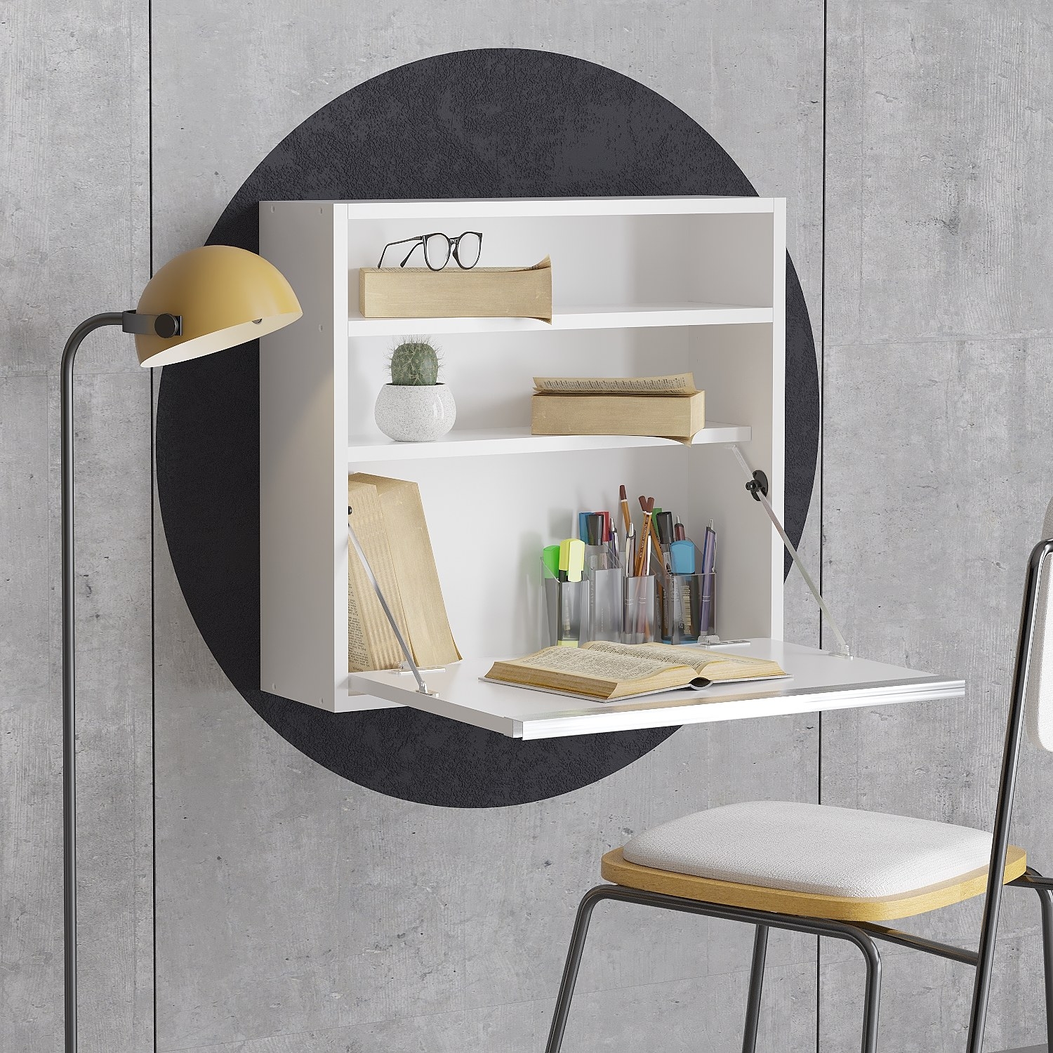 F�llbart v�ggskrivbord Optim Vit - 64 x 20/62 cm